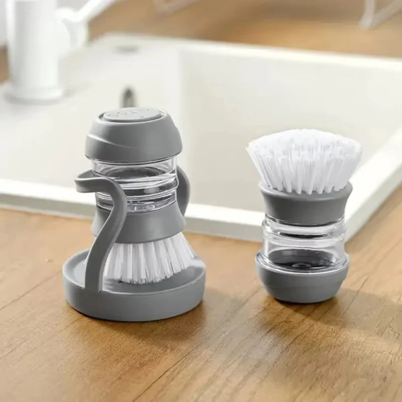 Dish Brush with Soap Dispenser & Draining Base