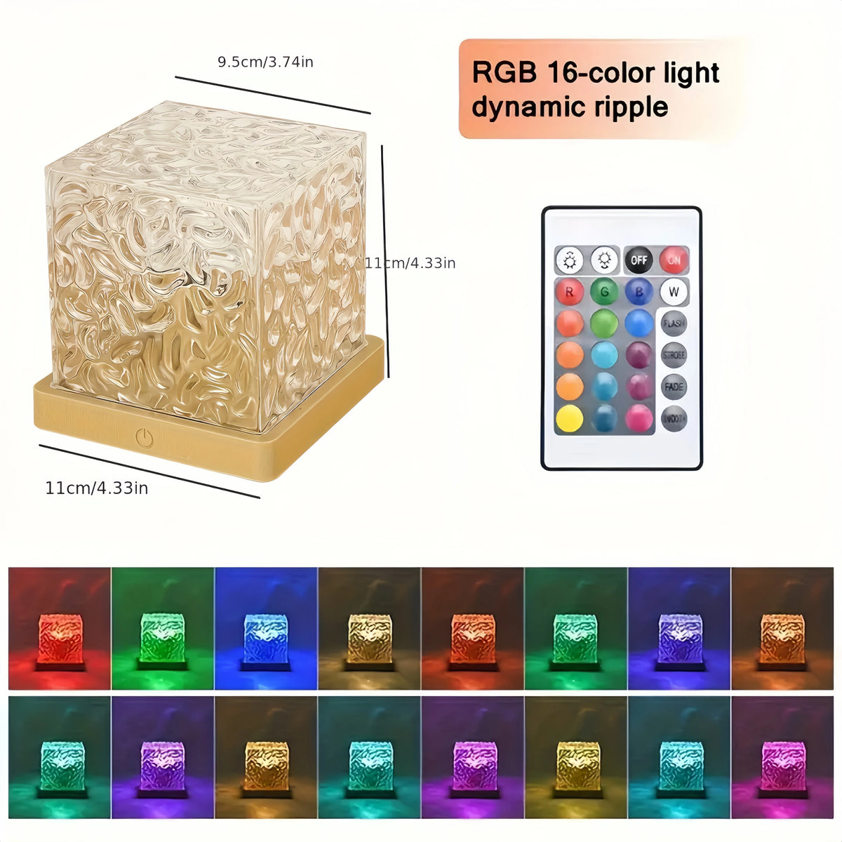 Ocean Wave Aurora Projector Lamp - 16 Colour RGB Water Ripple Night Light with Remote