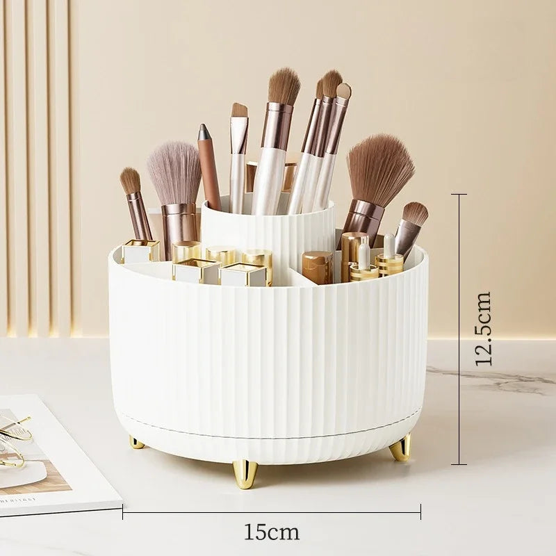 360° Rotating Makeup Brush Organizer – Cosmetic Brush Holder & Desktop Storage