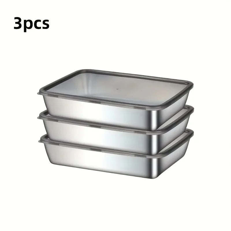 Premium Stainless Steel Baking Tray Set with Lids | 3 Piece Kitchen Set