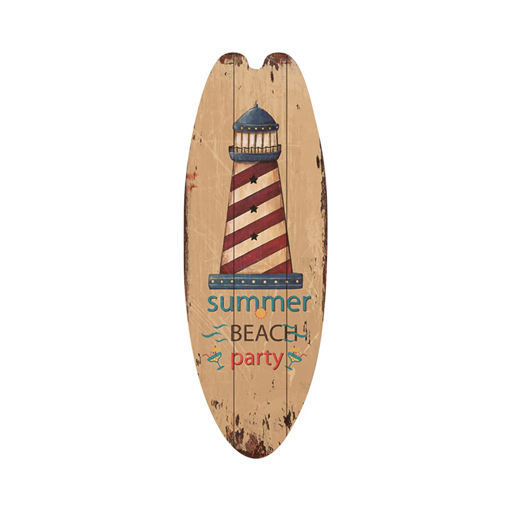 Vintage Wooden Surfboard Wall Decor | Beach Style Hanging Sign