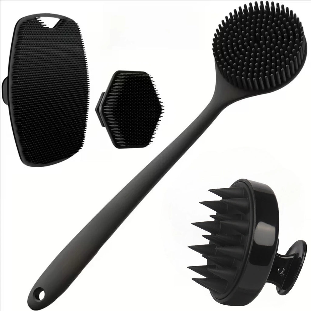 4PCS Silicone Body Scrubber Set – Soft Exfoliating Shower & Face Brushes