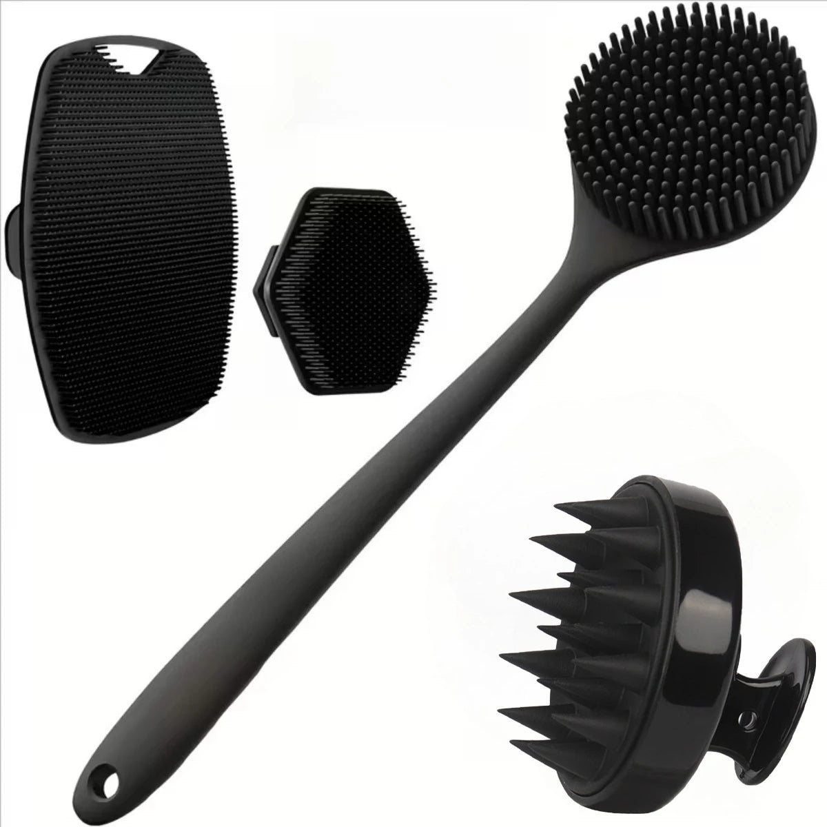 4PCS Silicone Body Scrubber Set – Soft Exfoliating Shower & Face Brushes