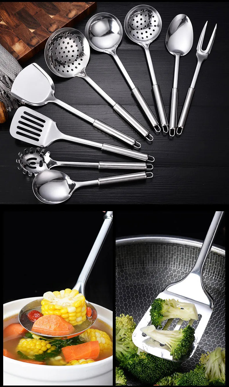 9-Piece Stainless Steel Kitchen Utensil Set – Multi-Purpose Cooking Tools