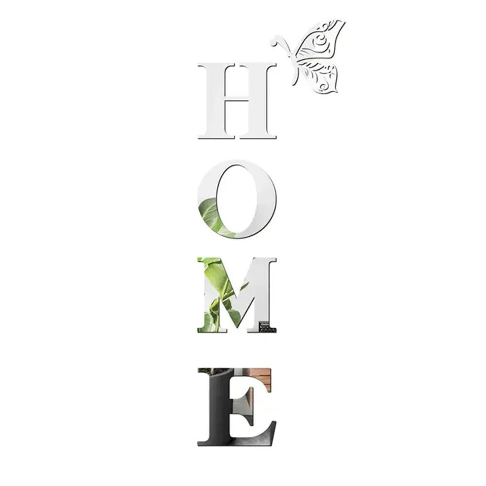 3D Mirror Wall Letters & Butterfly Home Decor