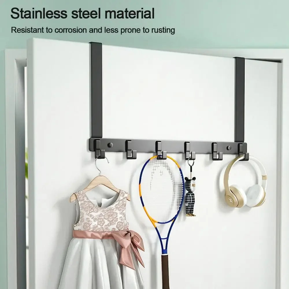 6-Hook Over Door Hanger Rack – Space-Saving Coat, Towel & Bag Organizer