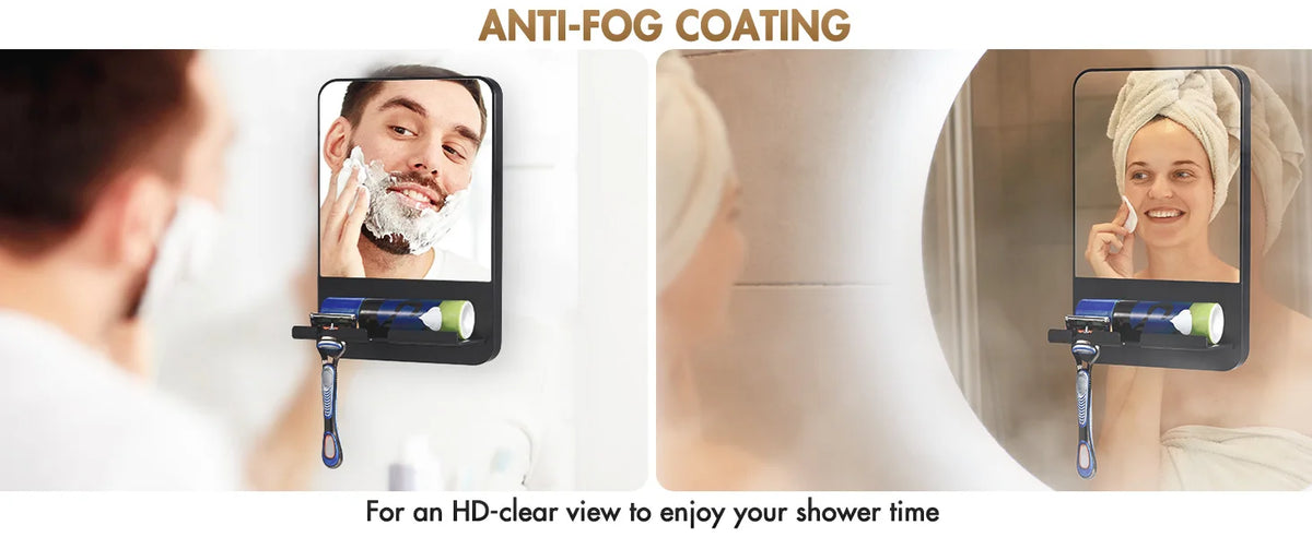 TALI Fogless Shower Mirror with Razor Holder – Shatterproof No-Drill Bathroom Mirror