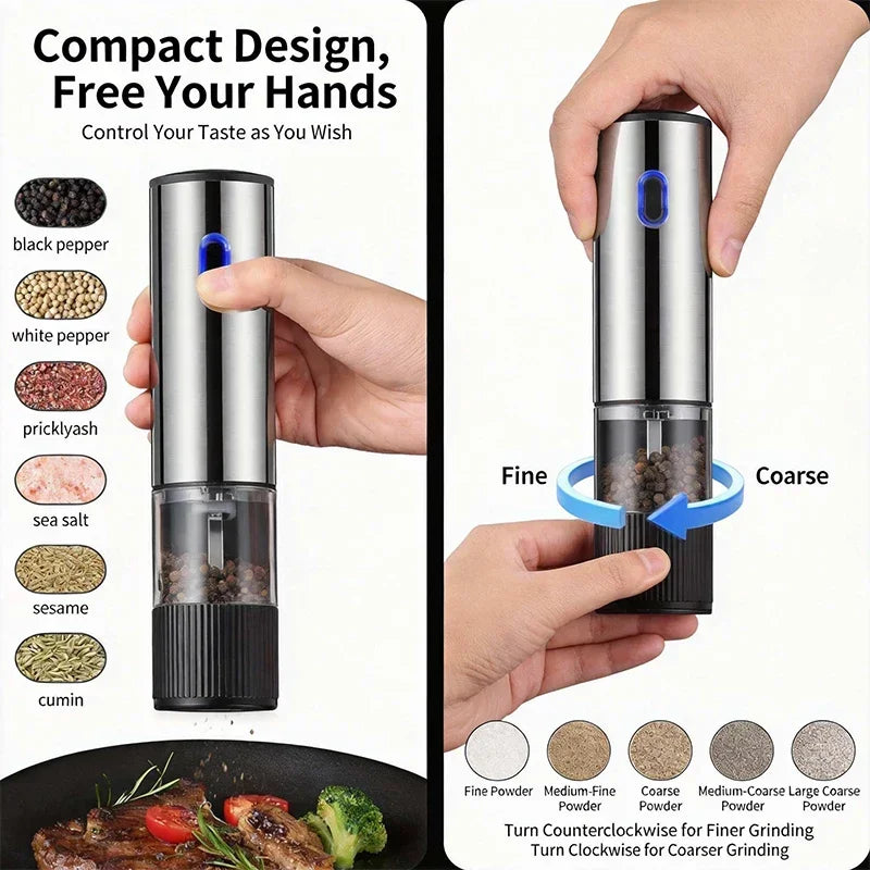 Electric Salt & Pepper Grinder – Rechargeable & Adjustable