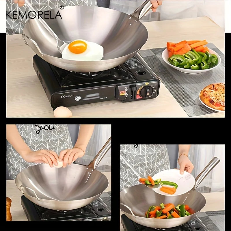 Premium Stainless Steel Cooking Wok | Gas & Induction Compatible