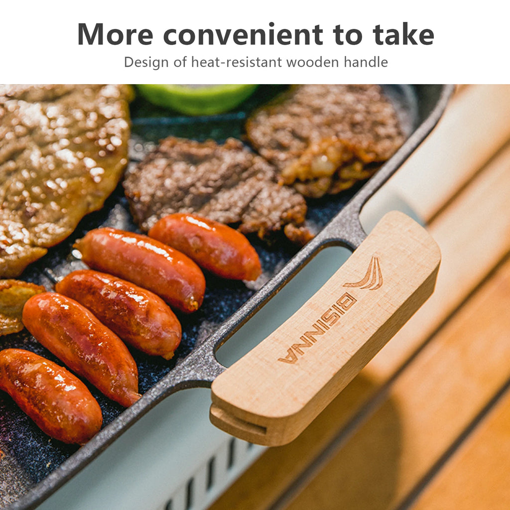 BISINNA Square Non-Stick BBQ Grill Pan – Stovetop & Outdoor Camping Grill Plate