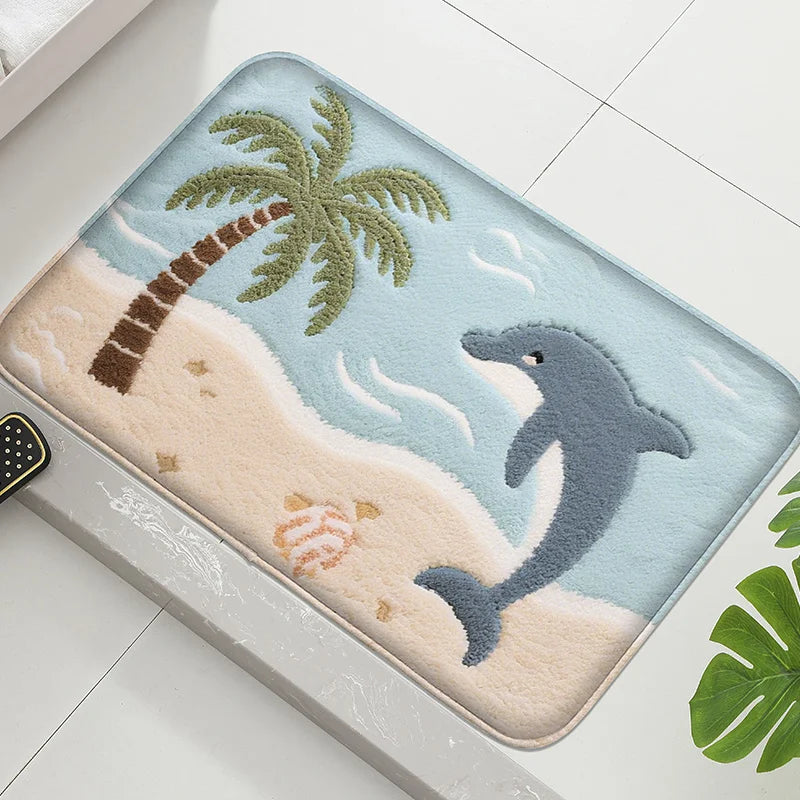 Ocean-Themed Absorbent Bath Mat