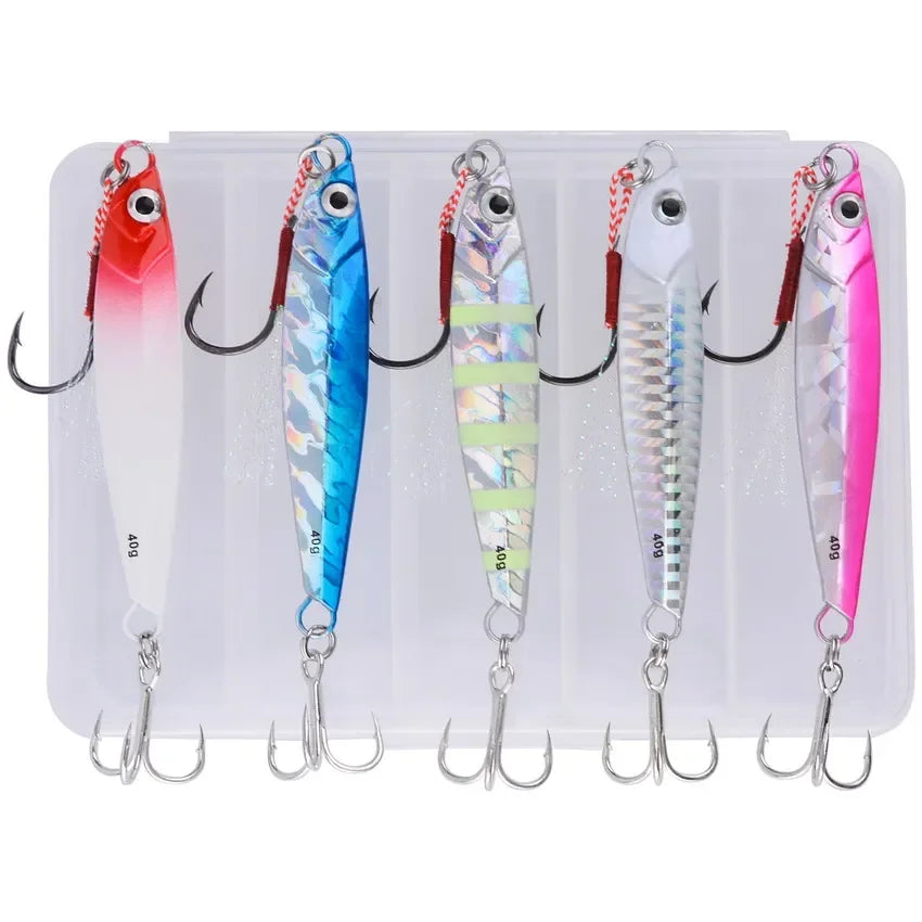 5pcs Metal Jig Fishing Lures – Saltwater Hard Bait Fishing Set