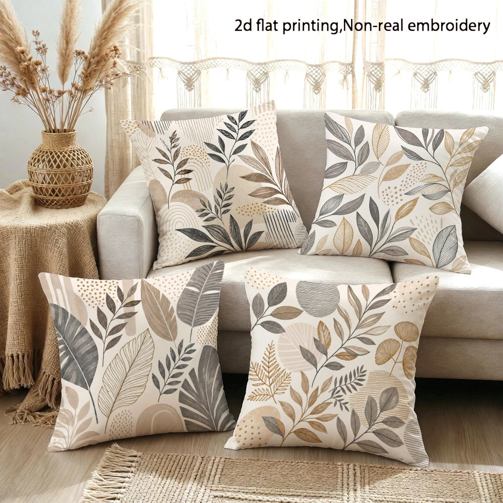 4PCS Decorative Throw Pillow Cover Set – Soft Polyester Cushion Covers with Hidden Zipper (Covers Only)