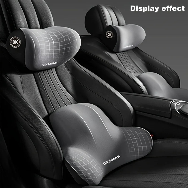Memory Foam Car Headrest & Lumbar Support Cushion Set | Neck & Back Support Pillow