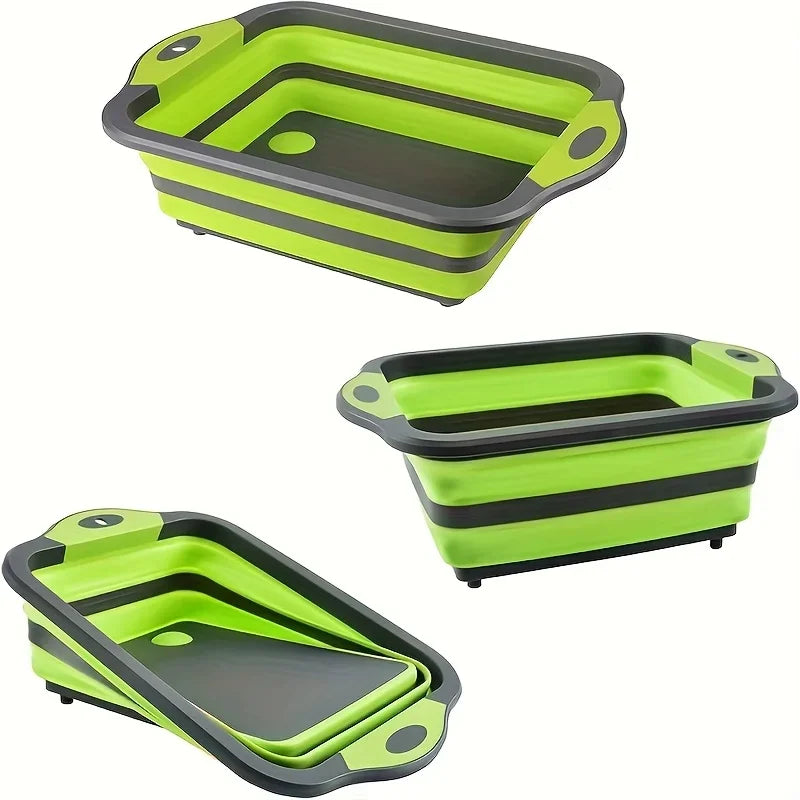 Foldable Portable Camping Basin – Space-Saving Sink, Storage & Cutting Board