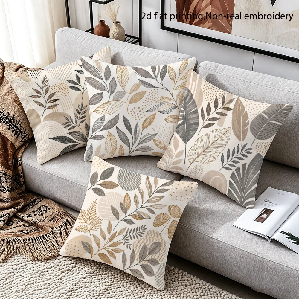 4PCS Decorative Throw Pillow Cover Set – Soft Polyester Cushion Covers with Hidden Zipper (Covers Only)