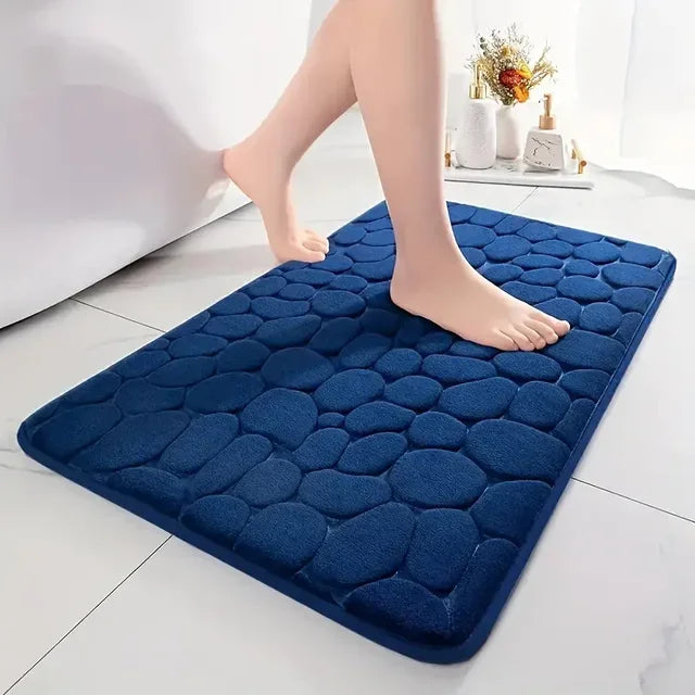 3D Cobblestone Quick-Dry Bathroom Floor Mat – Super Absorbent Non-Slip Washable Bath Rug