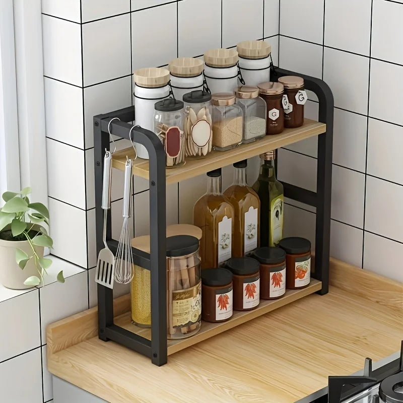 2-Tier Metal Countertop Shelf – Space-Saving Organiser