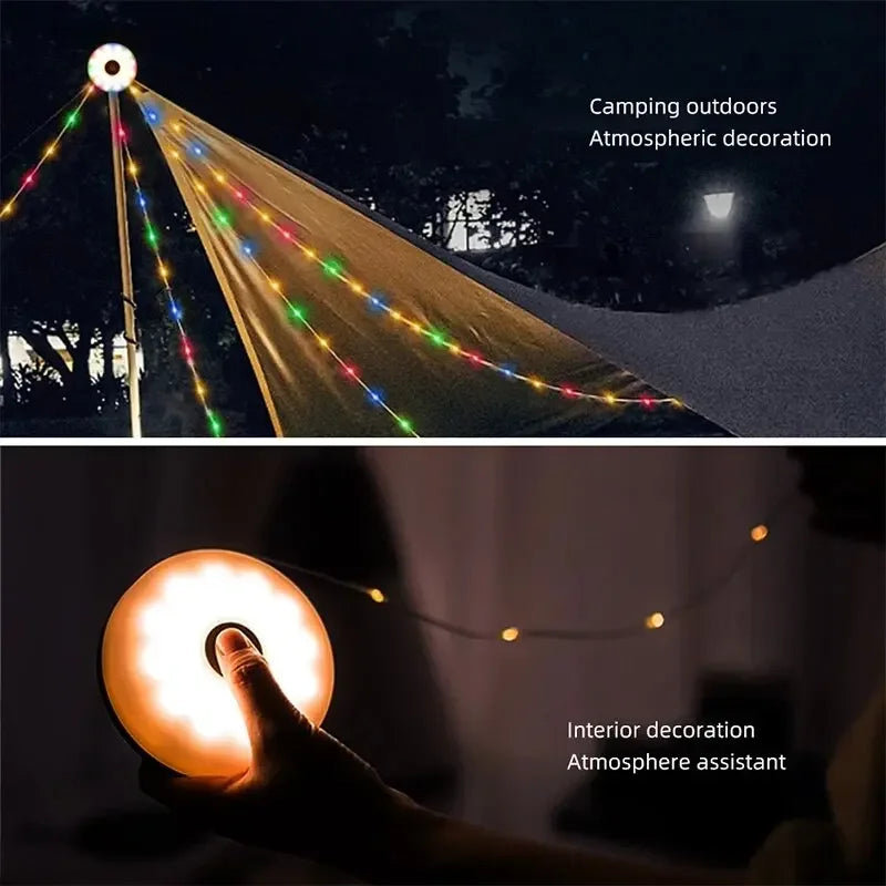 4-in-1 Camping String Light – Rechargeable LED Lantern with USB Power Bank & Magnetic Base