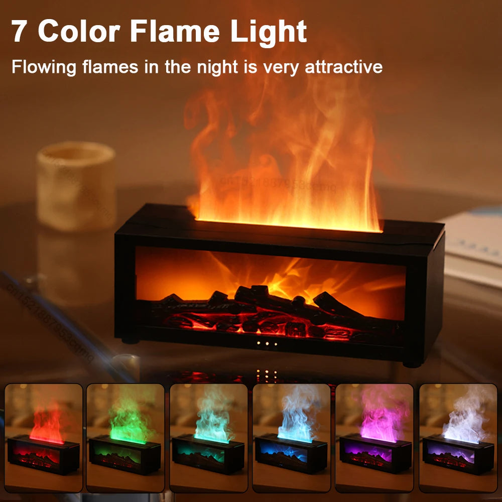 Flame Aroma Humidifier – Essential Oil Diffuser with LED Lights & Remote Control