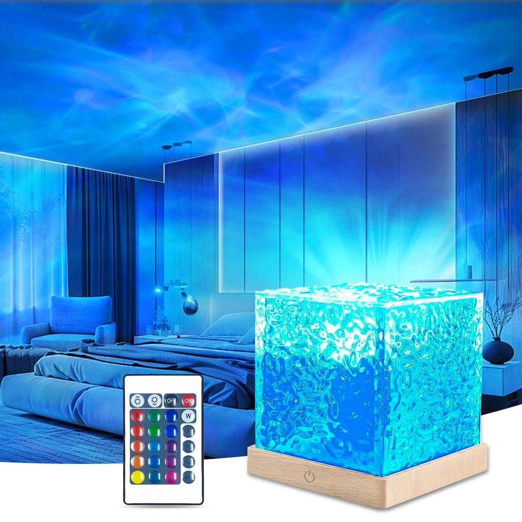 Ocean Wave Aurora Projector Lamp - 16 Colour RGB Water Ripple Night Light with Remote