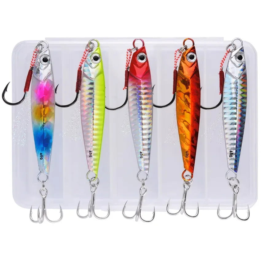 5pcs Metal Jig Fishing Lures – Saltwater Hard Bait Fishing Set