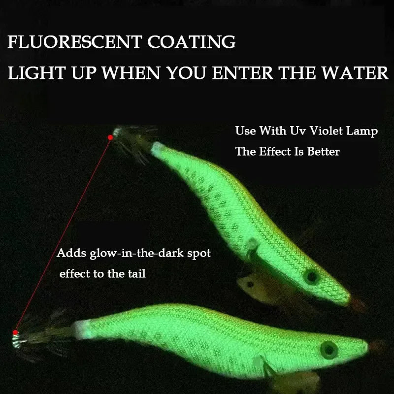 10 PCS Squid Fish10PCS Luminous Squid Fishing Lures – Saltwater Sea Fishing Bait Set