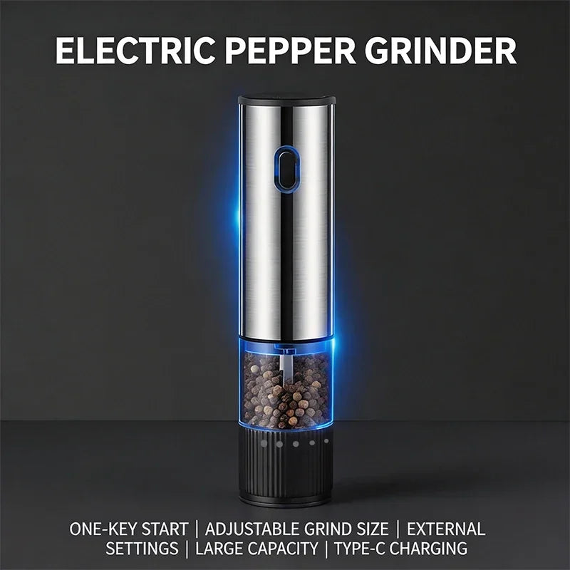 Electric Salt & Pepper Grinder – Rechargeable & Adjustable