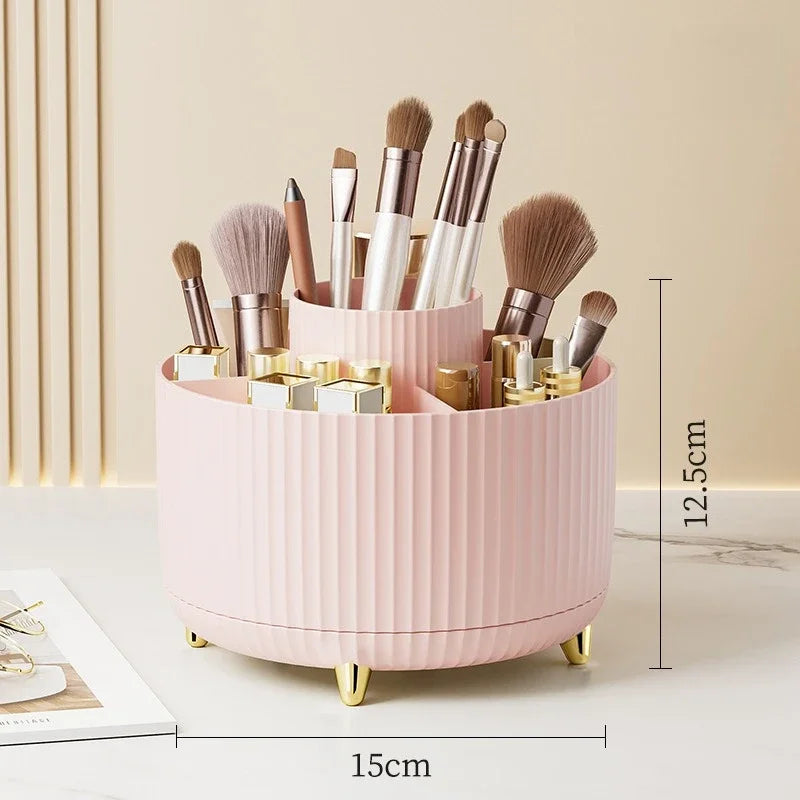 360° Rotating Makeup Brush Organizer – Cosmetic Brush Holder & Desktop Storage