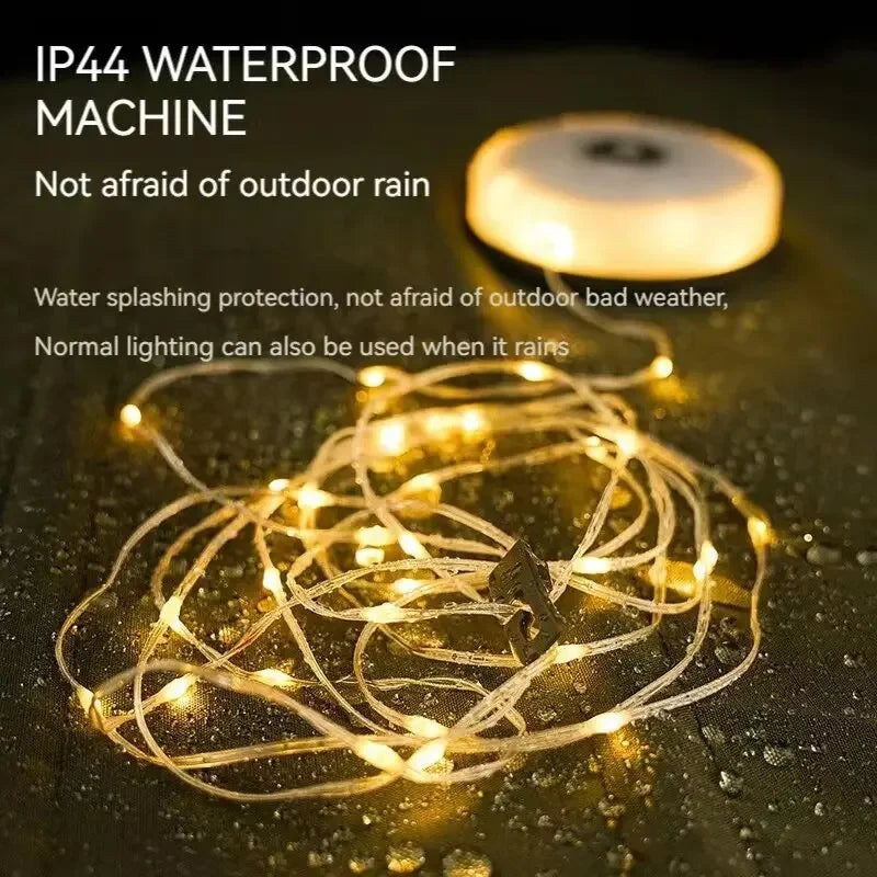 4-in-1 Camping String Light – Rechargeable LED Lantern with USB Power Bank & Magnetic Base