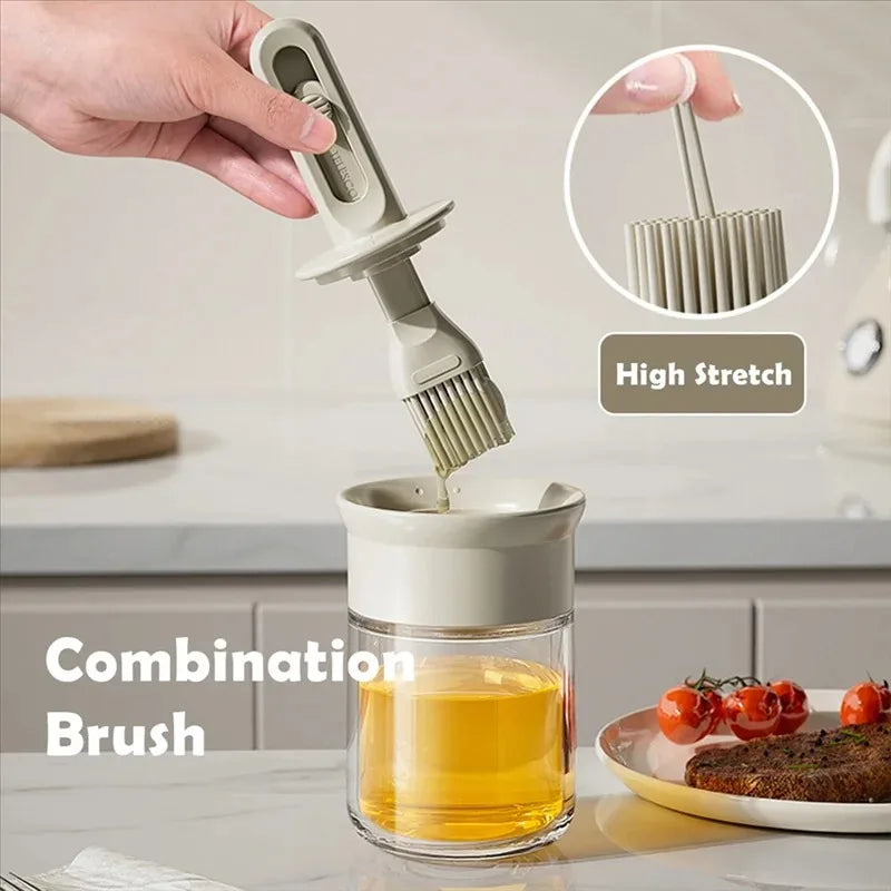 1pc Oil Dispenser Bottle with Silicone Brush – Refillable Cooking & BBQ Basting Bottle